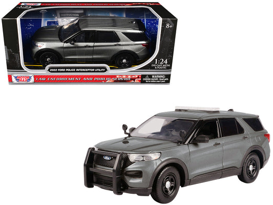 2022 Ford Police Interceptor Utility Unmarked Gray Metallic "Builder's Kit" "Law Enforcement and Public Service" Series 1/24 Diecast Model Car by Motormax Motormax