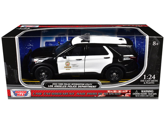 2022 Ford Police Interceptor Utility "Los Angeles Police Department" Black and White "Law Enforcement and Public Service" Series 1/24 Diecast Model Car by Motormax Motormax