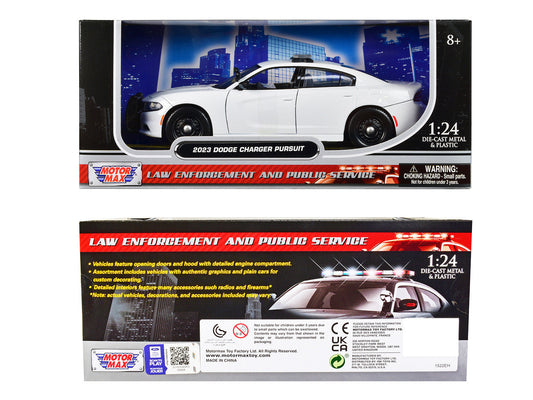 2023 Dodge Charger Pursuit Police Car Plain White "Law Enforcement and Public Service" Series 1/24 Diecast Model Car by Motormax Motormax