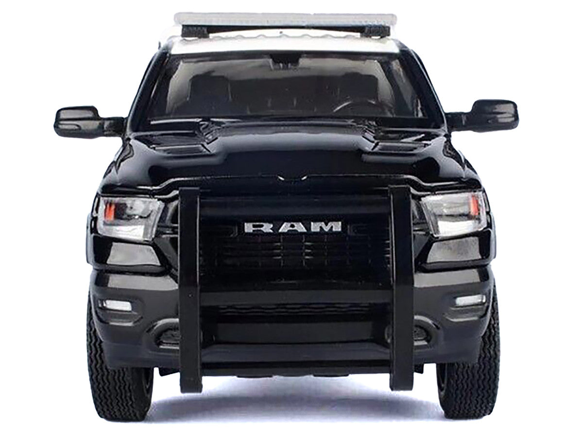 2019 RAM 1500 Laramine Crew Cab Pickup Truck "California Highway Patrol" Black and White with Truck Bed Camper "Law Enforcement and Public Service" Series 1/27 Diecast Model Car by Motormax Motormax