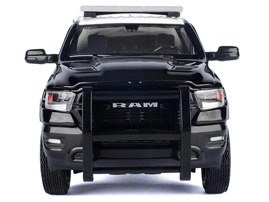 2019 RAM 1500 Laramine Crew Cab Pickup Truck "California Highway Patrol" Black and White with Truck Bed Camper "Law Enforcement and Public Service" Series 1/27 Diecast Model Car by Motormax