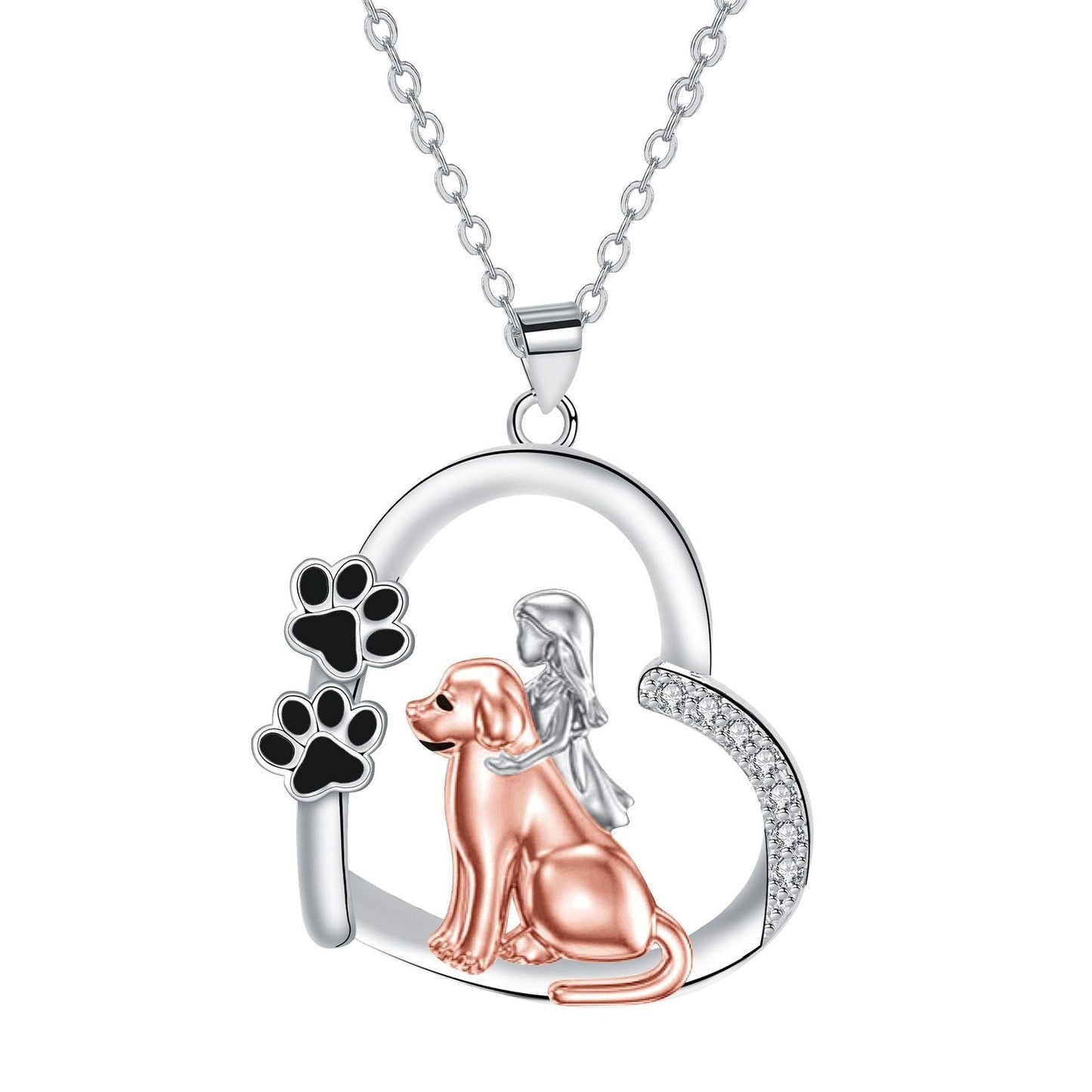 Heart-shaped Dog And Girl Personality Design Necklace Fashion LadyShow.Store