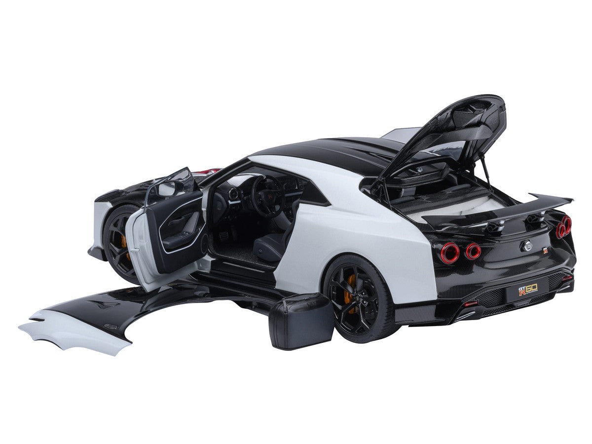 Nissan GT-R50 By ItalDesign Black and White Metallic 1/18 Model Car by Autoart Autoart