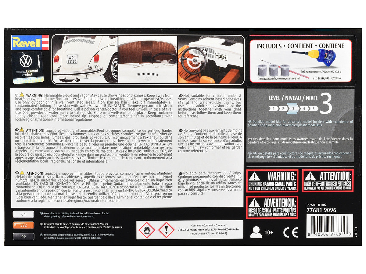 Level 3 Model Kit 1968 Volkswagen Beetle All-Included Kit 1/32 Scale Model by Revell Revell