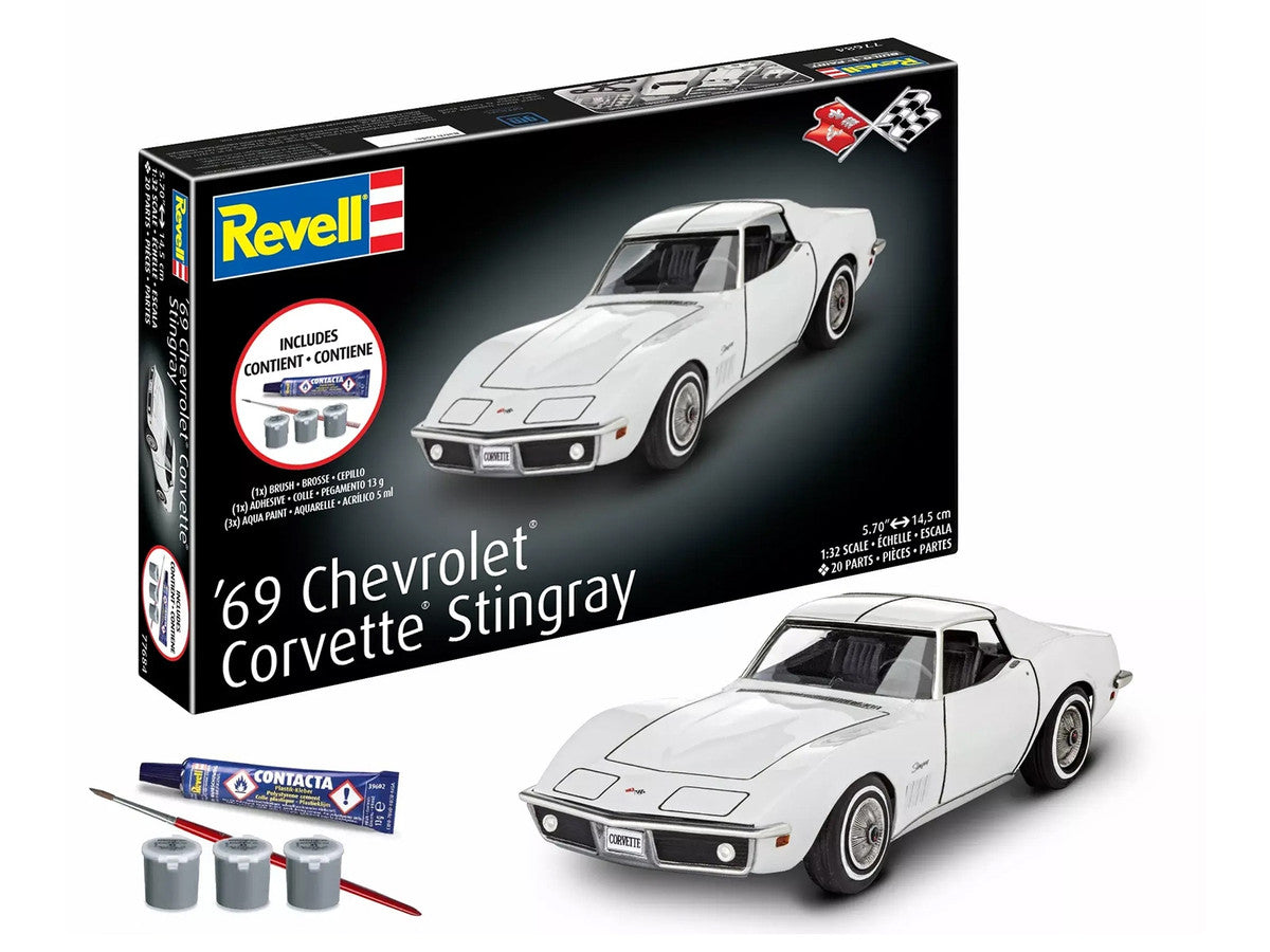 Level 3 Model Kit 1969 Chevrolet Corvette Stingray All-Included Kit 1/32 Scale Model by Revell Revell