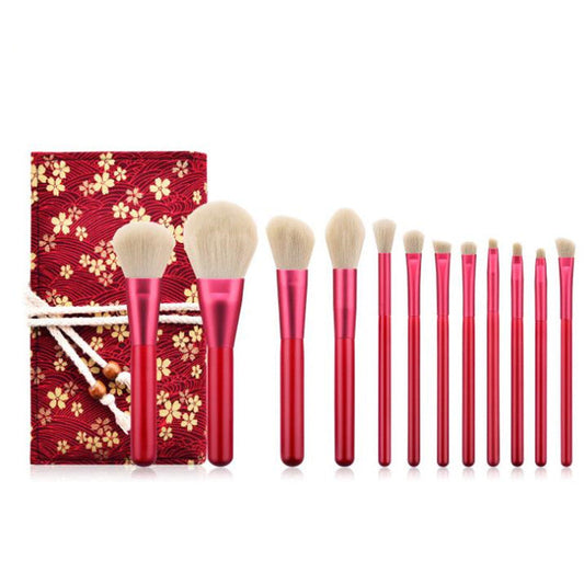 12pcs  red makeup brushes LadyShow.Store