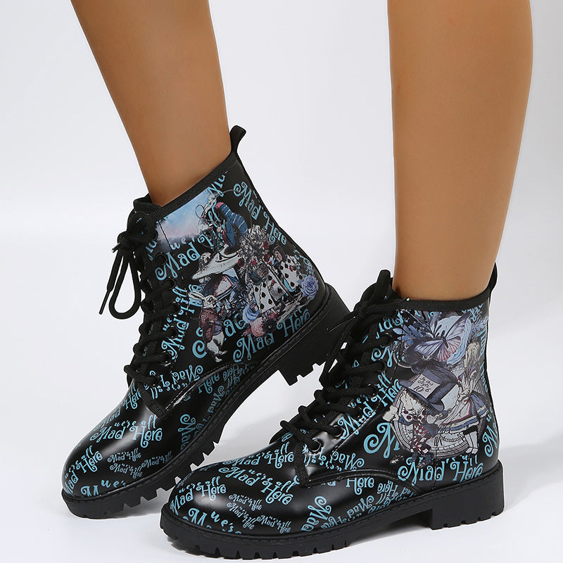 Women's Martin Boots Fashion Print Cartoon British Ins Fashion LadyShow.Store