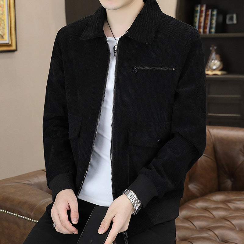 Men's Corduroy Jacket - Stylish Casual Spring/Fall Outerwear Pi-Mart