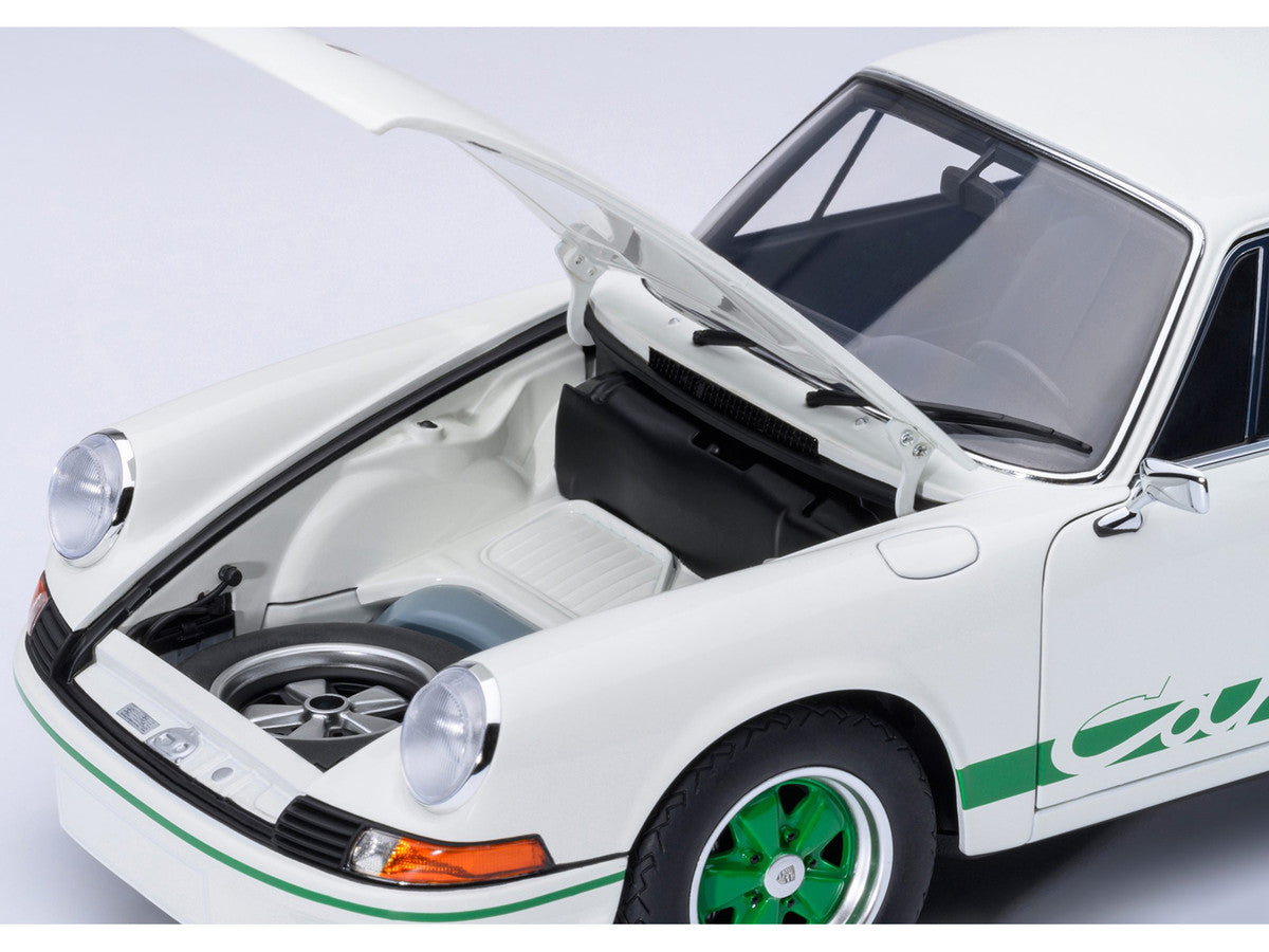 Porsche 911 Carrera 2.7 RS Grand Prix White with Green Stripes and Wheels 1/18 Model Car by Autoart Autoart