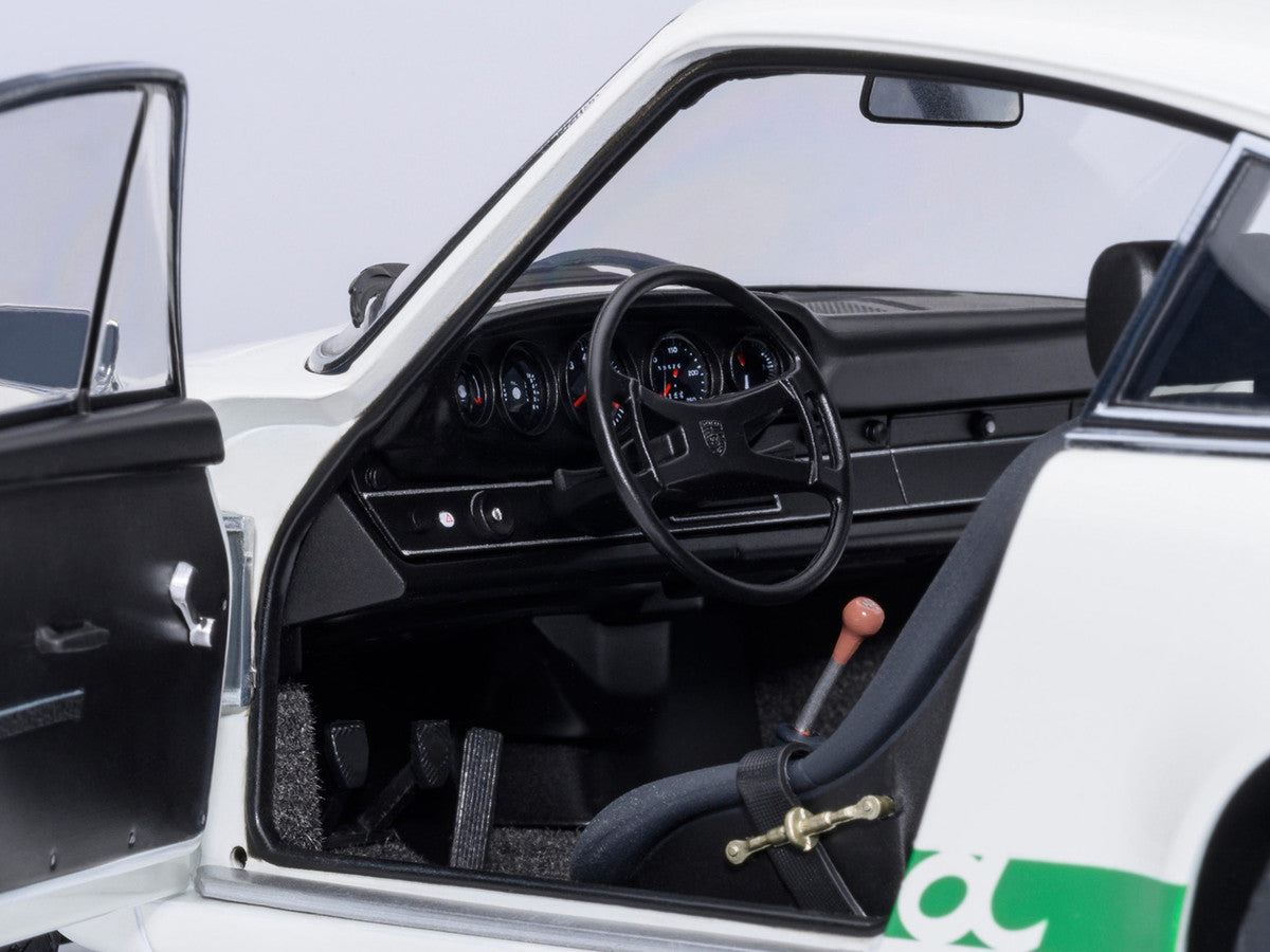 Porsche 911 Carrera 2.7 RS Grand Prix White with Green Stripes and Wheels 1/18 Model Car by Autoart Autoart