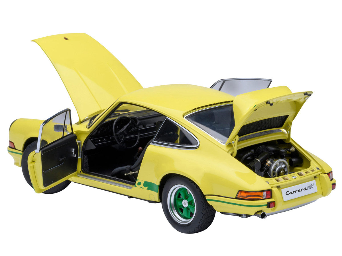 Porsche 911 Carrera 2.7 RS Light Yellow with Green Stripes and Wheels 1/18 Model Car by Autoart Autoart
