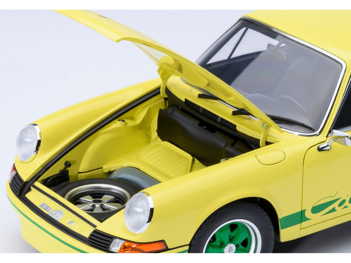 Porsche 911 Carrera 2.7 RS Light Yellow with Green Stripes and Wheels 1/18 Model Car by Autoart Autoart