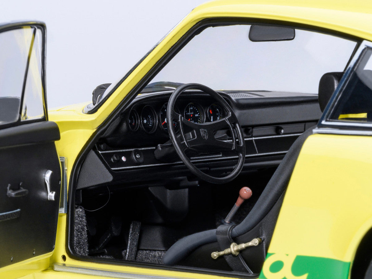 Porsche 911 Carrera 2.7 RS Light Yellow with Green Stripes and Wheels 1/18 Model Car by Autoart Autoart