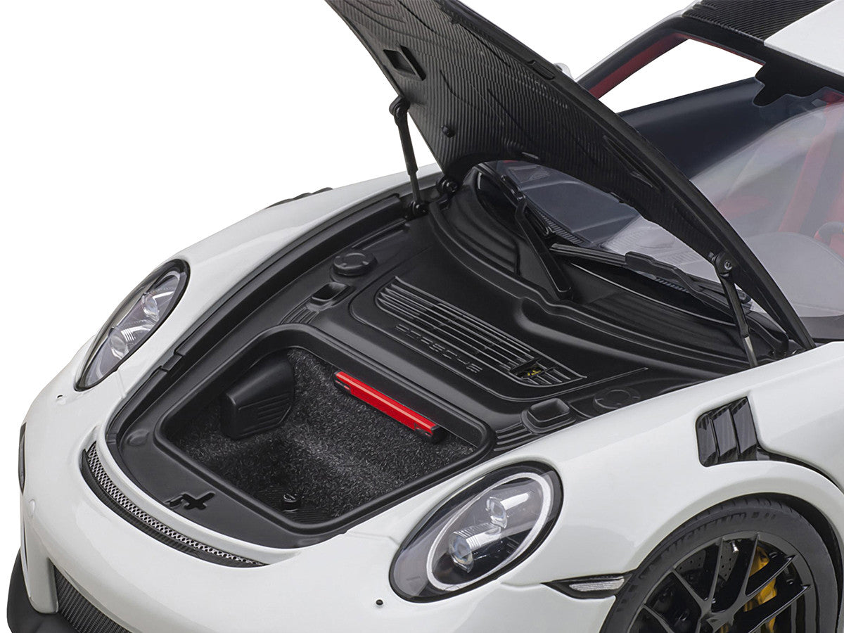 Porsche 911 (991.2) GT2 RS Weissach Package White with Carbon Stripes 1/18 Model Car by Autoart Autoart