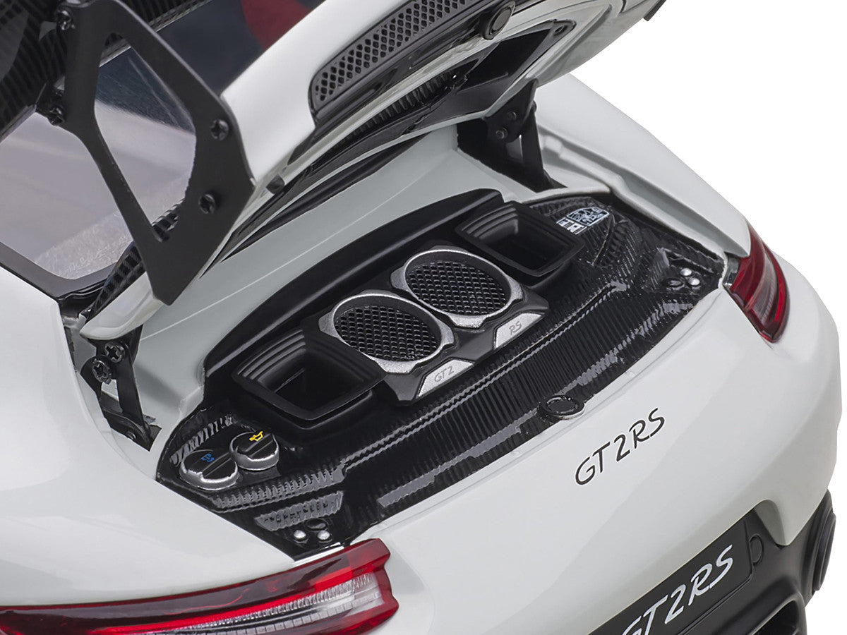 Porsche 911 (991.2) GT2 RS Weissach Package White with Carbon Stripes 1/18 Model Car by Autoart Autoart