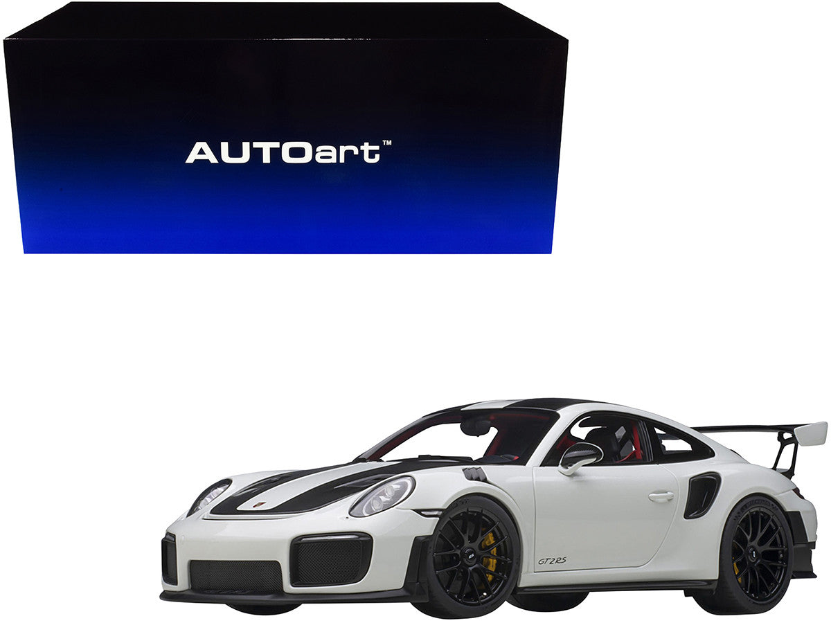 Porsche 911 (991.2) GT2 RS Weissach Package White with Carbon Stripes 1/18 Model Car by Autoart Autoart