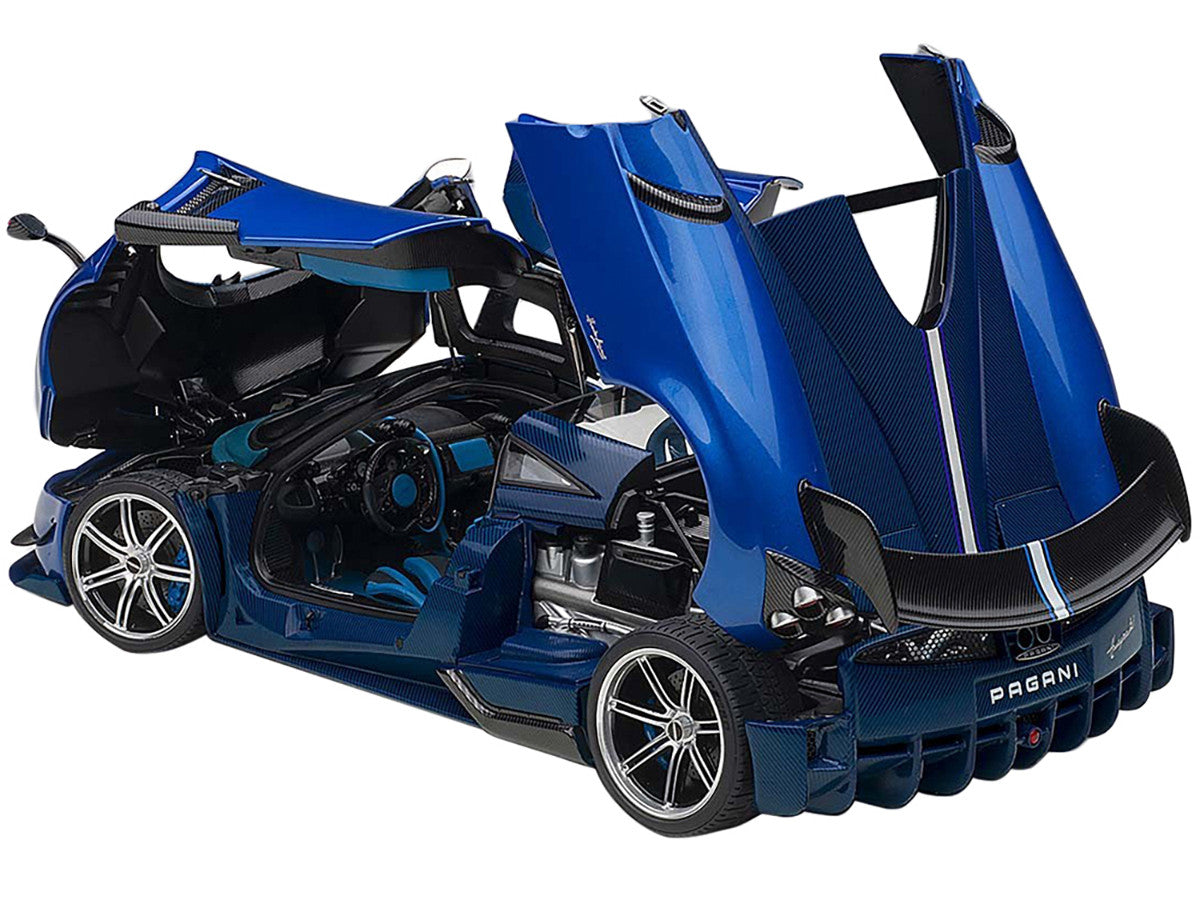 Pagani Huayra BC Blu Francia / Candy Blue Metallic with Carbon Accents 1/18 Model Car by Autoart Autoart