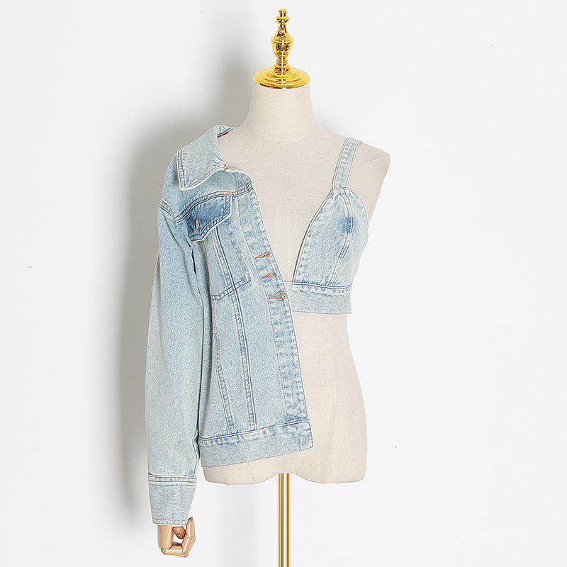 Ladies strapless denim jacket