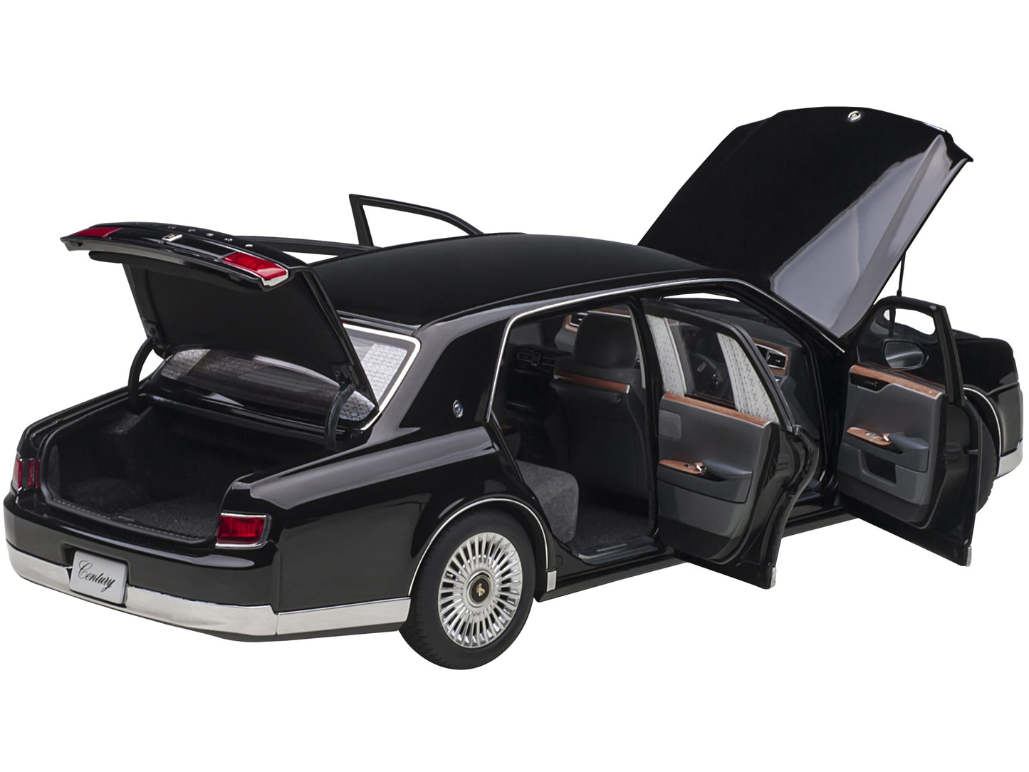 Toyota Century with Curtains RHD (Right Hand Drive) Black Special Edition 1/18 Model Car by Autoart