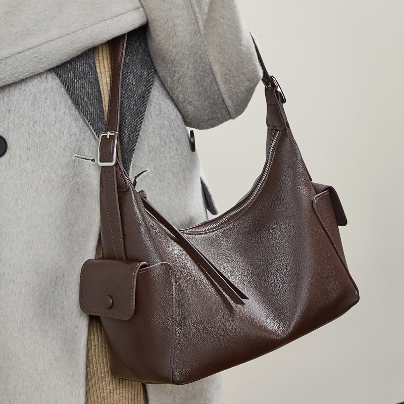 Womens Large-Capacity Casual Leather Shoulder And Crossbody Bag LadyShow.Store