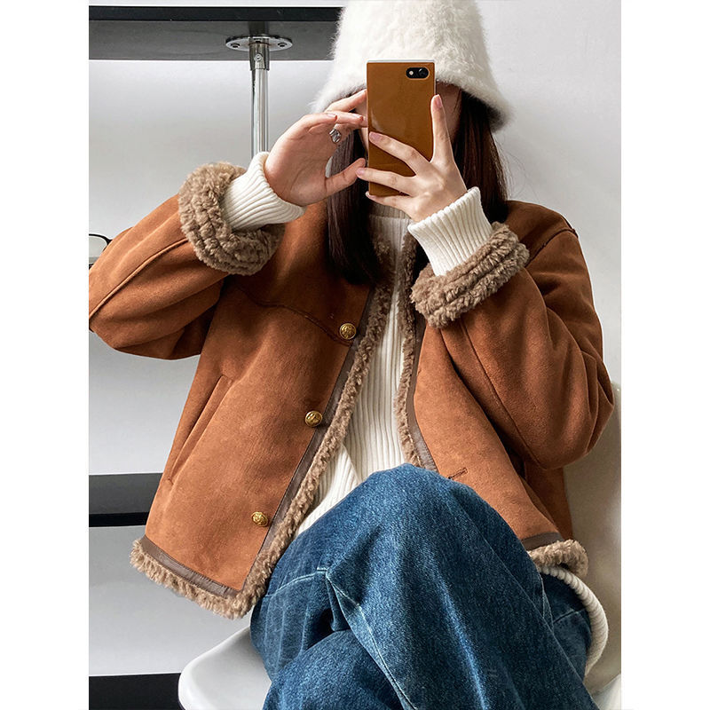 Idle Style Lamb Plush Coat Women's Winter Fur Jacket Thick LadyShow.Store