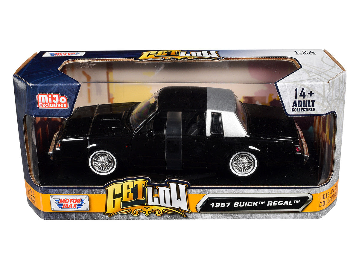 1987 Buick Regal Lowrider Black with Silver Half Top "Get Low" Series 1/24 Diecast Model Car by Motormax Motormax