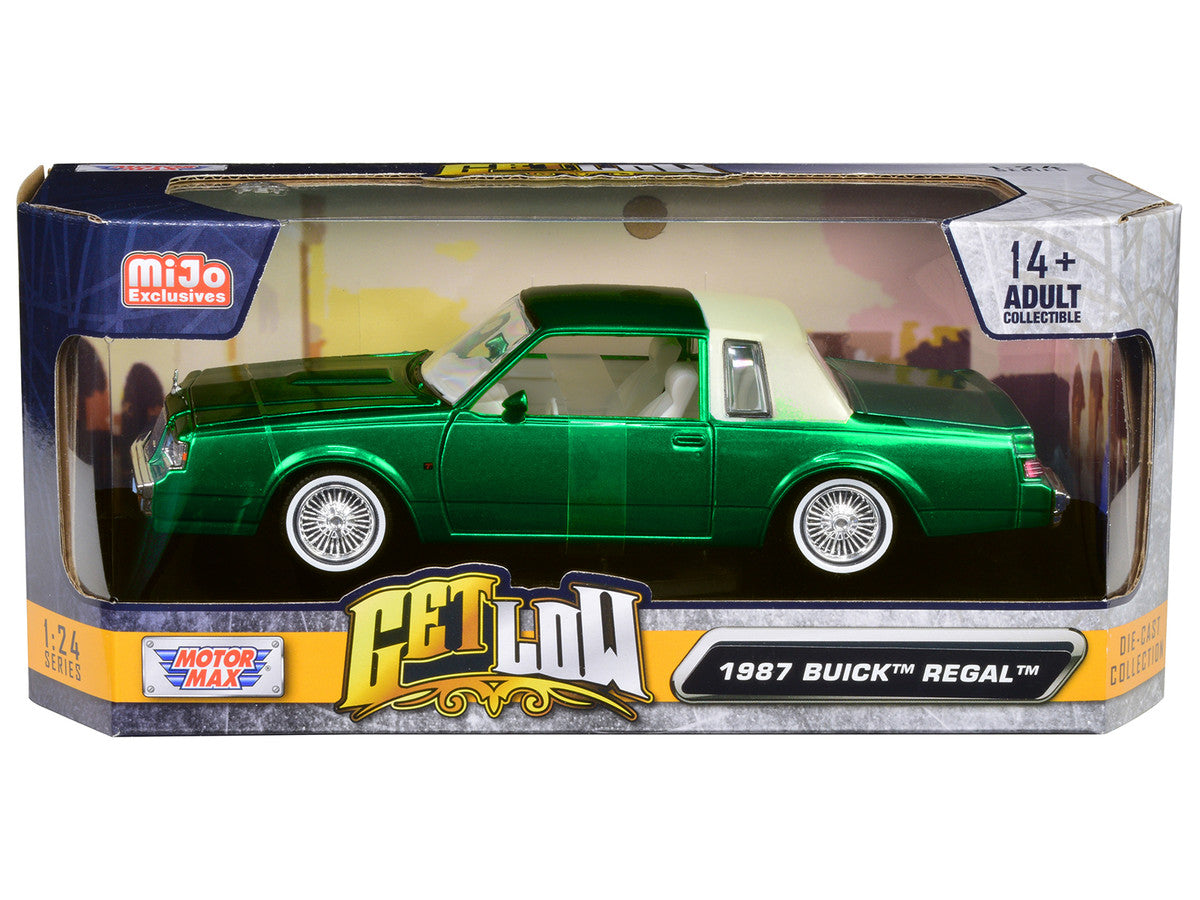 1987 Buick Regal Green Metallic with White Interior "Get Low" Series 1/24 Diecast Model Car by Motormax Motormax