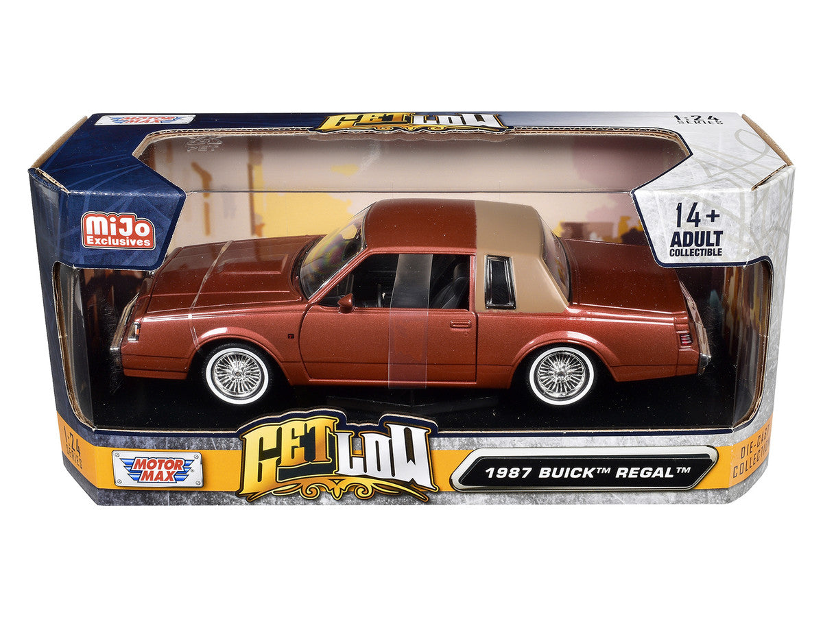 1987 Buick Regal Lowrider Brown Metallic with Tan Half Top "Get Low" Series 1/24 Diecast Model Car by Motormax Motormax
