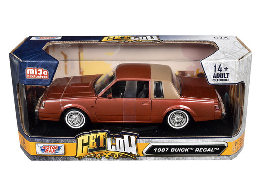 1987 Buick Regal Lowrider Brown Metallic with Tan Half Top "Get Low" Series 1/24 Diecast Model Car by Motormax Motormax