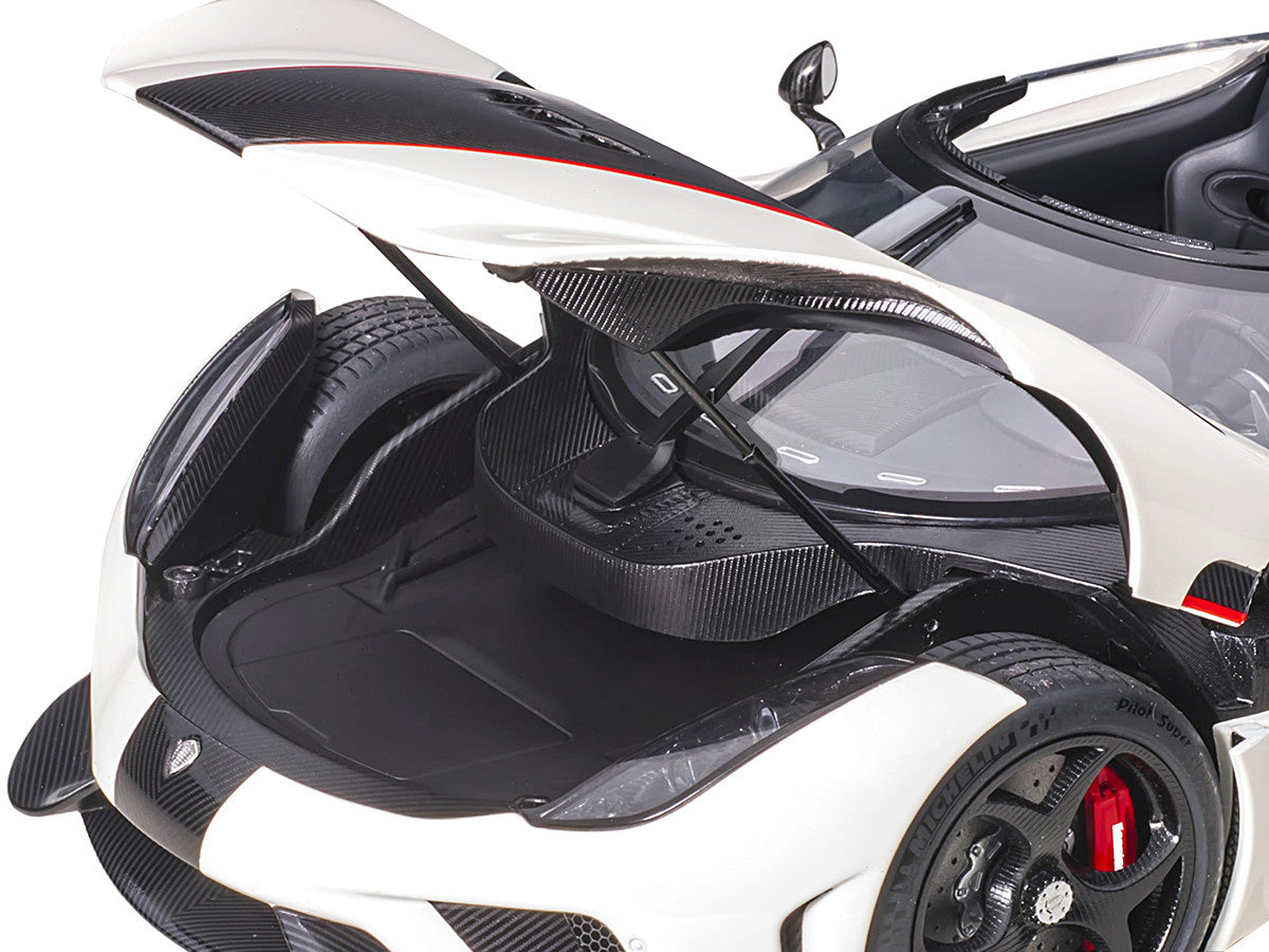 Koenigsegg Regera White with Black Carbon and Red Stripes 1/18  Model Car by Autoart Autoart