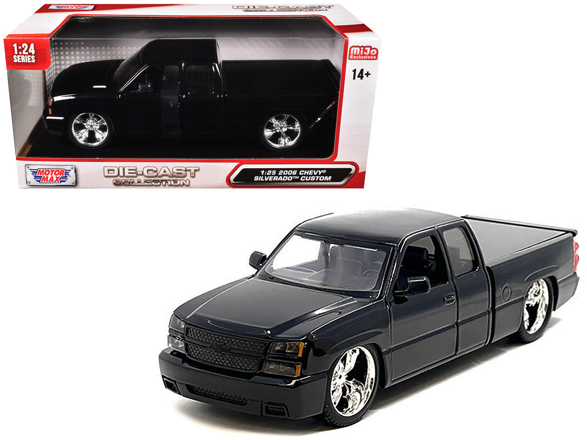 2006 Chevrolet Silverado Custom Pickup Truck Black "Die-Cast Collection" Series 1/25 Diecast Model Car by Motormax Motormax