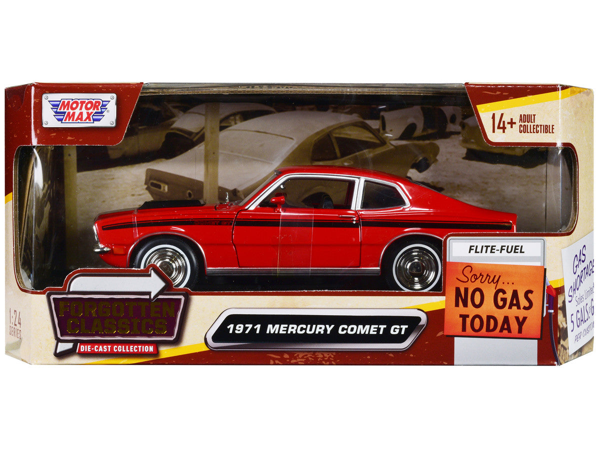 1971 Mercury Comet GT Red with Black Stripes "Forgotten Classics" Series 1/24 Diecast Model Car by Motormax Motormax