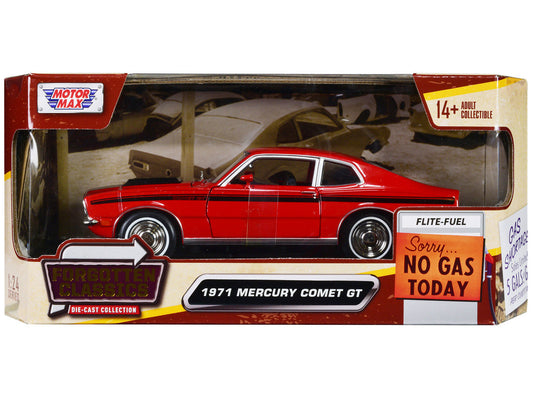 1971 Mercury Comet GT Red with Black Stripes "Forgotten Classics" Series 1/24 Diecast Model Car by Motormax Motormax