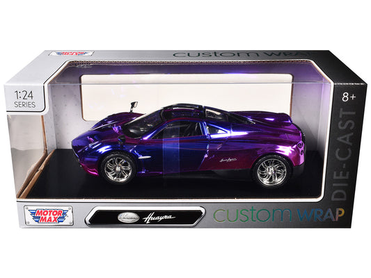 Pagani Huayra Pink and Purple Chrome "Custom Wrap" Series 1/24 Diecast Model Car by Motormax-0