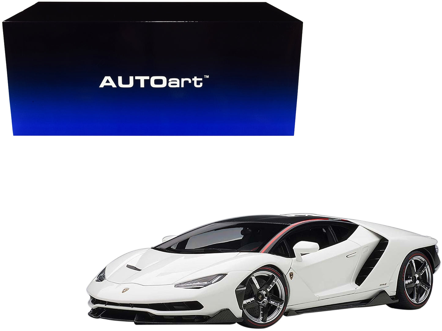 Lamborghini Centenario Bianci Isis / Solid White with Carbon Top 1/18 Model Car by Autoart