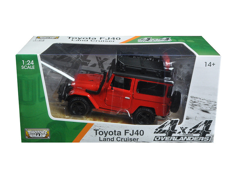 Toyota FJ40 Land Cruiser Red "4x4 Overlanders" Series 1/24 Diecast Model Car by Motormax Motormax