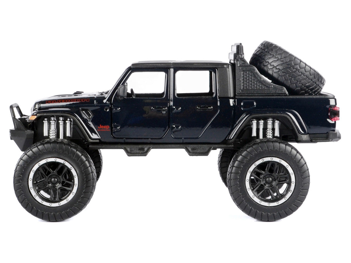 2021 Jeep Gladiator Rubicon Off-Road Pickup Truck Black with Matt Black Top "Off Road" Series 1/27 Diecast Model Car by Motormax Motormax