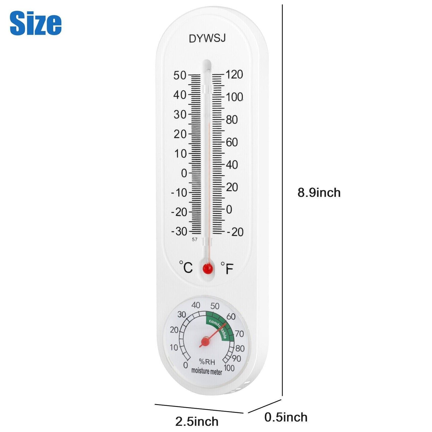 3PCS Wall Thermometer Indoor Outdoor Mount Garden Greenhouse Home Humidity Meter