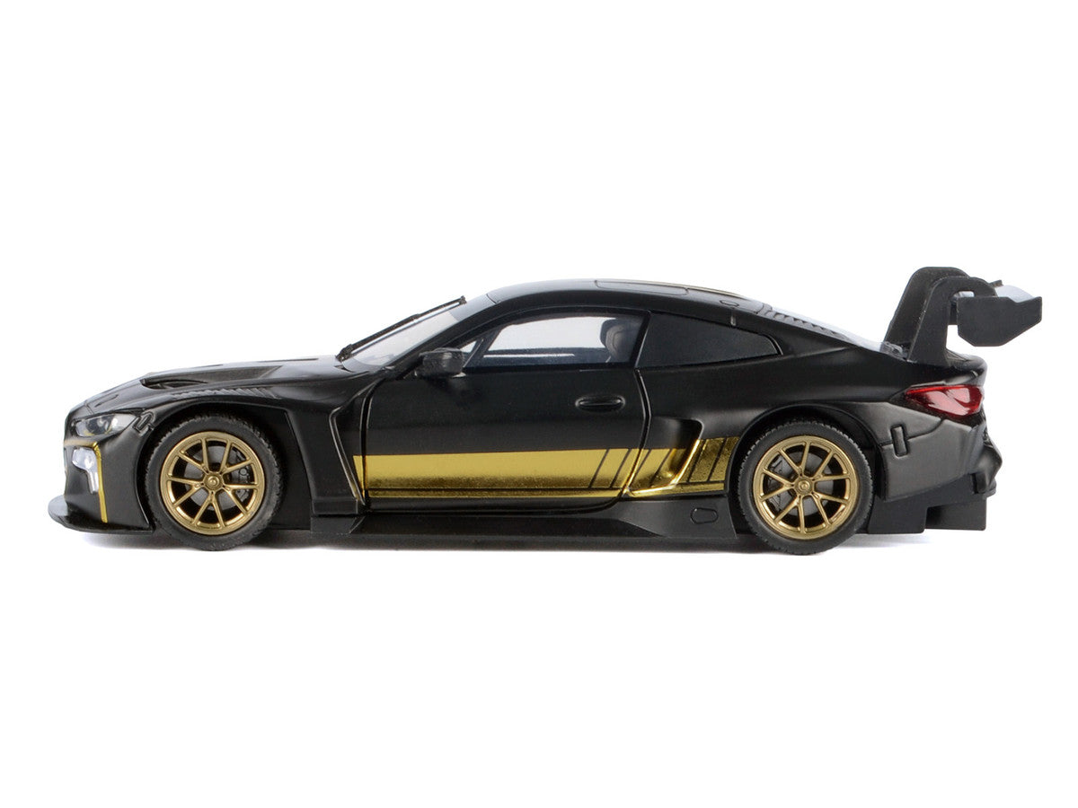 BMW M4 GT3 Matt Black with Gold Stripes "Midnight Eclipse" Series 1/24 Diecast Model Car by Motormax Motormax