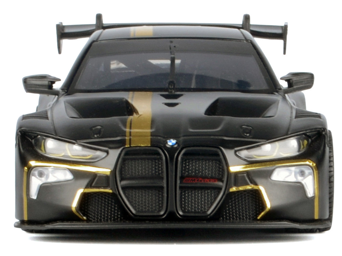 BMW M4 GT3 Matt Black with Gold Stripes "Midnight Eclipse" Series 1/24 Diecast Model Car by Motormax Motormax