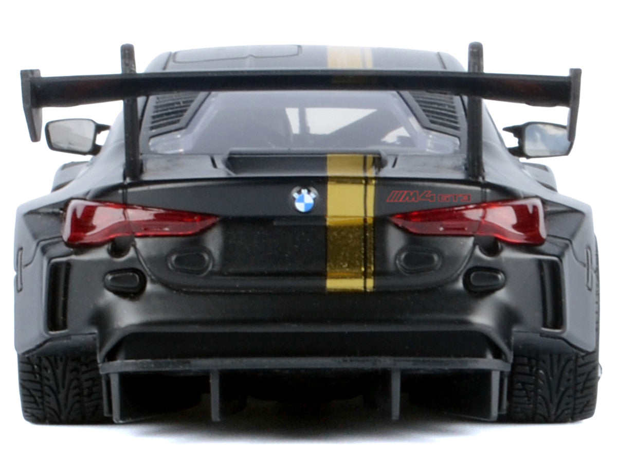 BMW M4 GT3 Matt Black with Gold Stripes "Midnight Eclipse" Series 1/24 Diecast Model Car by Motormax Motormax