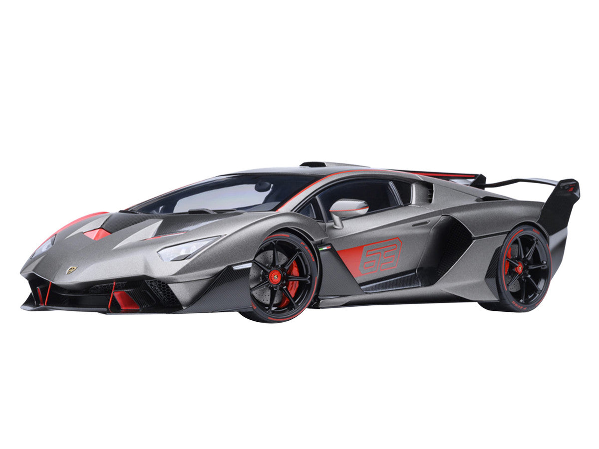 Lamborghini SC18 Alston Grigio Daytona Gray Metallic with Red Accents 1/18 Model Car by Autoart Autoart