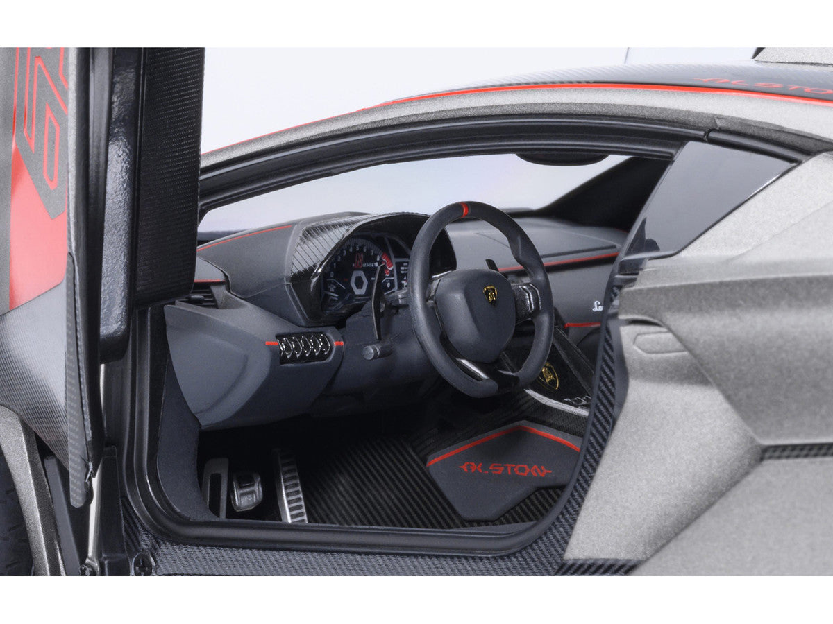 Lamborghini SC18 Alston Grigio Daytona Gray Metallic with Red Accents 1/18 Model Car by Autoart Autoart
