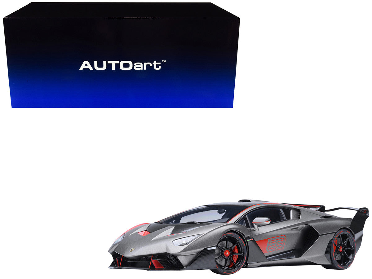 Lamborghini SC18 Alston Grigio Daytona Gray Metallic with Red Accents 1/18 Model Car by Autoart Autoart