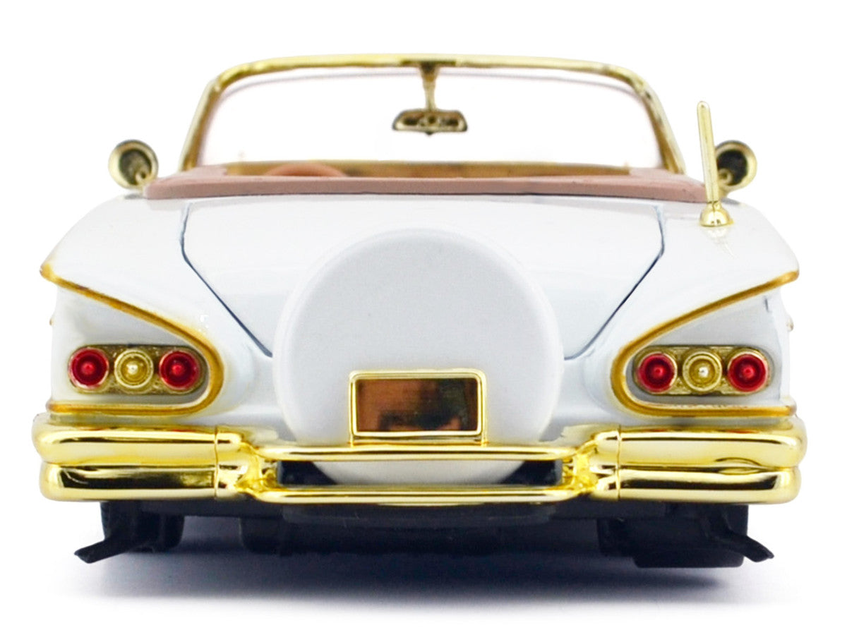 1958 Chevrolet Impala White Metallic with Gold Accents "Luxe Legends" Series 1/24 Diecast Model Car by Motormax Motormax