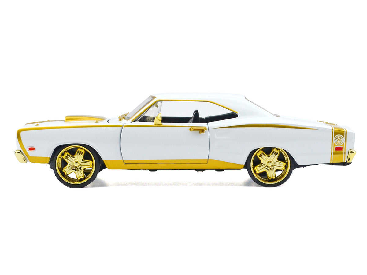 1969 Dodge Coronet Super Bee White Metallic with Gold Accents "Luxe Legends" Series 1/24 Diecast Model Car by Motormax Motormax