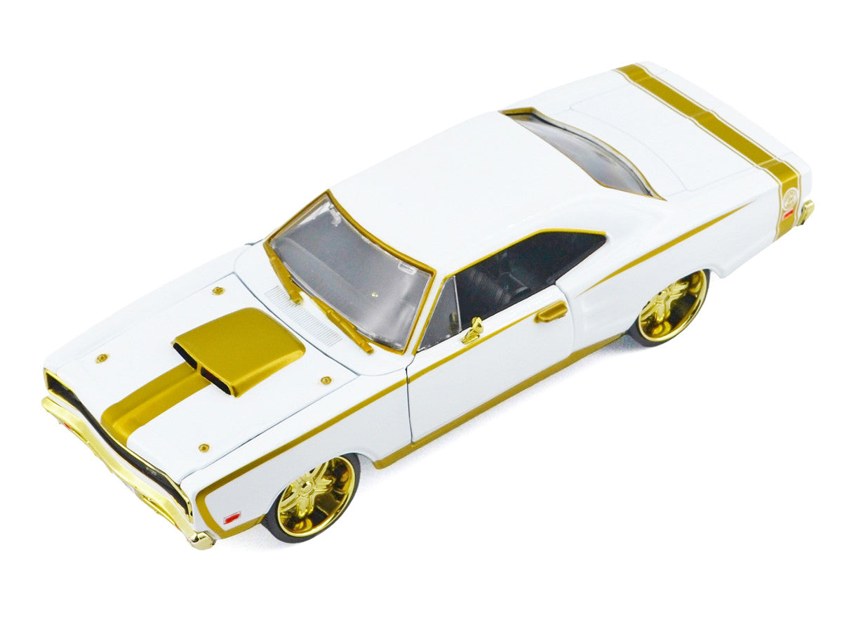 1969 Dodge Coronet Super Bee White Metallic with Gold Accents "Luxe Legends" Series 1/24 Diecast Model Car by Motormax Motormax