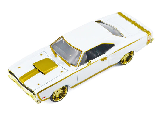 1969 Dodge Coronet Super Bee White Metallic with Gold Accents "Luxe Legends" Series 1/24 Diecast Model Car by Motormax Motormax