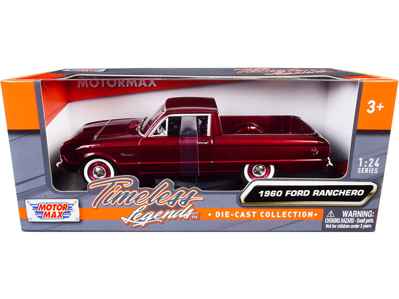 1960 Ford Ranchero Pickup Burgundy Metallic 1/24 Diecast Model Car by Motormax Motormax