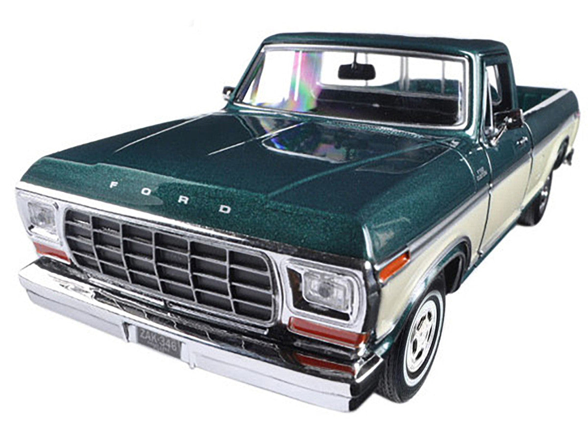 1979 Ford F-150 Pickup Truck Green Metallic and Cream 1/24 Diecast Model Car by Motormax-1